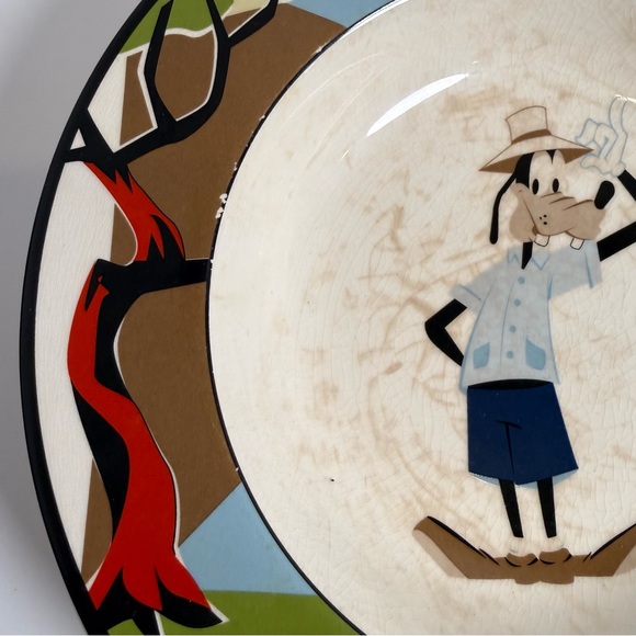 Disney Direct Abstract Design Characters Soup Rim Bowls Plate Goofy Vintage - Picture 3 of 8